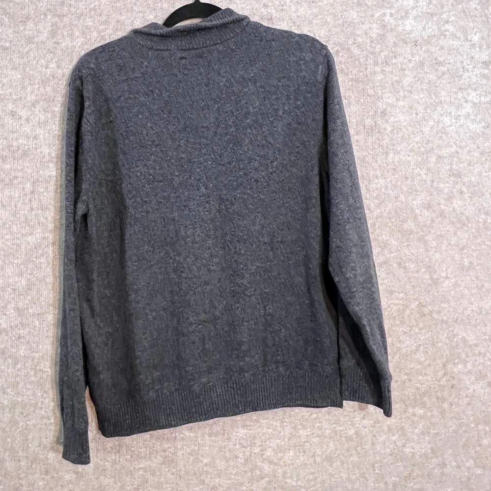 American Eagle Sweater Mens Large Gray Cotton Mock Neck Button Pullover Preppy